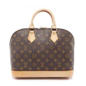 LOUIS VUITTON Authentic Brown Monogram Leather Alma PM Bag